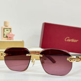 PANTHÈRE RIMLESS RECTANGULAR FRAME SUNGLASSES CT0614S IN METAL AND WOODEN