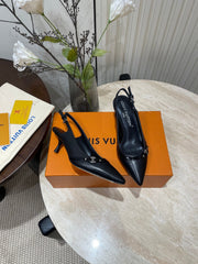HIGH SLINGBACKS 5 CM IN BLACK CALFSKIN