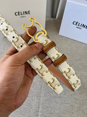 CL logo Cut-out Belt 25mm White Tan Triomphe Canvas Ghw