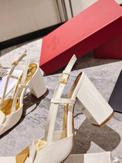 ONE STUD WHITE PATENT LEATHER LACE-UP HIGH HEELS 85 MM