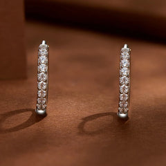 Bamoer U Moissanite Ear Buckles Sparkling Diamond Round Circle Hoop Earring Clips Platinum Plated GRA Certificated Jewelry Gifts