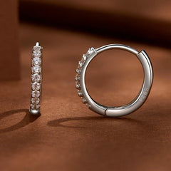 Bamoer U Moissanite Ear Buckles Sparkling Diamond Round Circle Hoop Earring Clips Platinum Plated GRA Certificated Jewelry Gifts