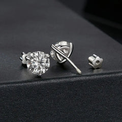 Bamoer U 1CT Moissanite Stud Earrings Round Cut Lab Diamond Platinum Plated Earrings for Women Wedding Minimalist Gift S925