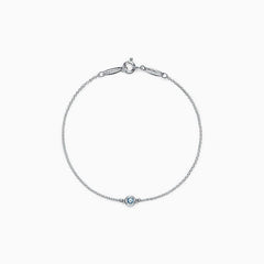 DIAMOND STERLING SILVER AQUAMARINE BUBBLE BRACELET