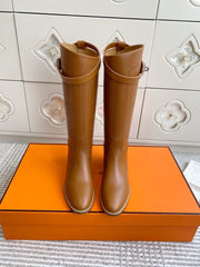 HM 25S JUMPING BOOTS IN BROWN LAMBSKIN WITH SILVER HARDWARE