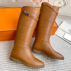 HM 25S JUMPING BOOTS IN BROWN LAMBSKIN WITH SILVER HARDWARE