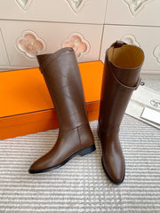 HM 25S JUMPING BOOTS IN DARK BROWN LAMBSKIN WITH SILVER HARDWARE