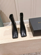 ALAIA 26S HEELED BOOTS 90 MM IN BLACK CALFSKIN