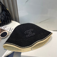 STRAW BUCKET HAT IN BLACK 672971
