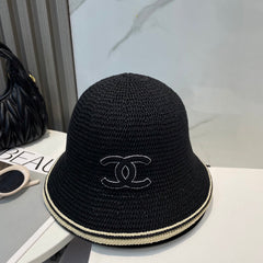 STRAW BUCKET HAT IN BLACK 672971
