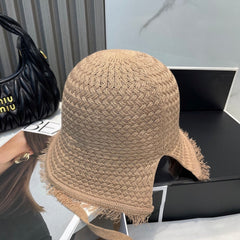 KNITTED BUCKET HAT BROWN 673883