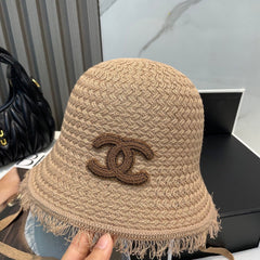 KNITTED BUCKET HAT BROWN 673883
