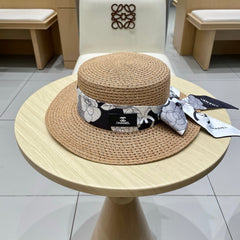 NATURAL STRAW BUCKET HAT WITH RIBBON 672772