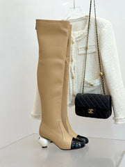 CC HIGH BOOTS IN TAN BROWN CALFSKIN