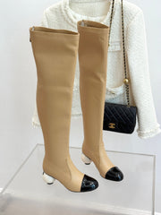 CC HIGH BOOTS IN TAN BROWN CALFSKIN