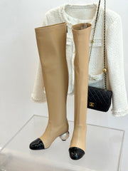 CC HIGH BOOTS IN TAN BROWN CALFSKIN