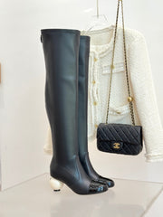 CC HIGH BOOTS IN BLACK CALFSKIN