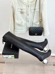 CC HIGH BOOTS IN BLACK CALFSKIN