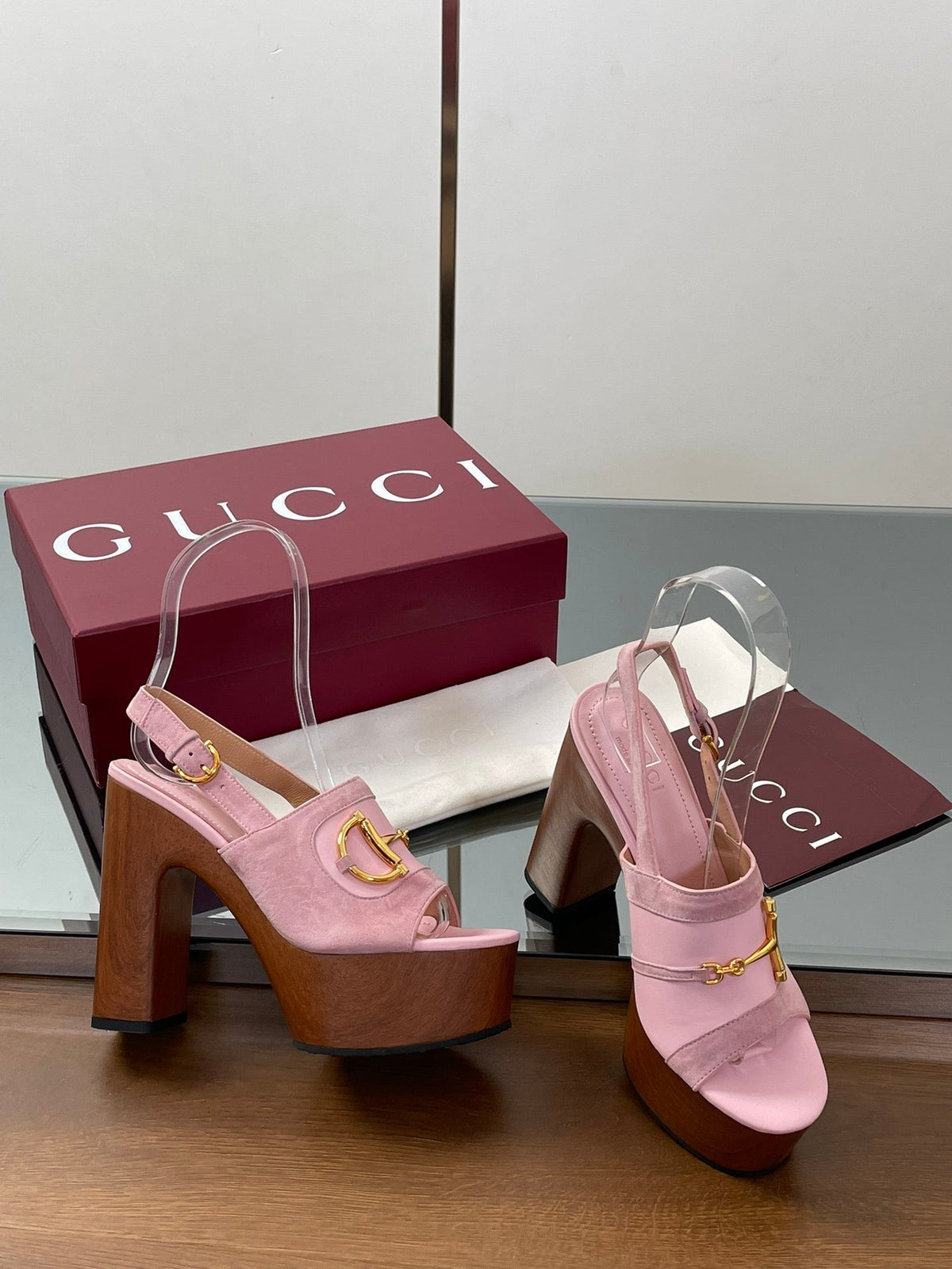 HIGH HEEL SANDALS 13 CM IN PINK CALFSKIN MIX SUEDE GOLD HARDWARE