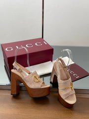HIGH HEEL SANDALS 13 CM IN BEIGE CALFSKIN MIX SUEDE GOLD HARDWARE