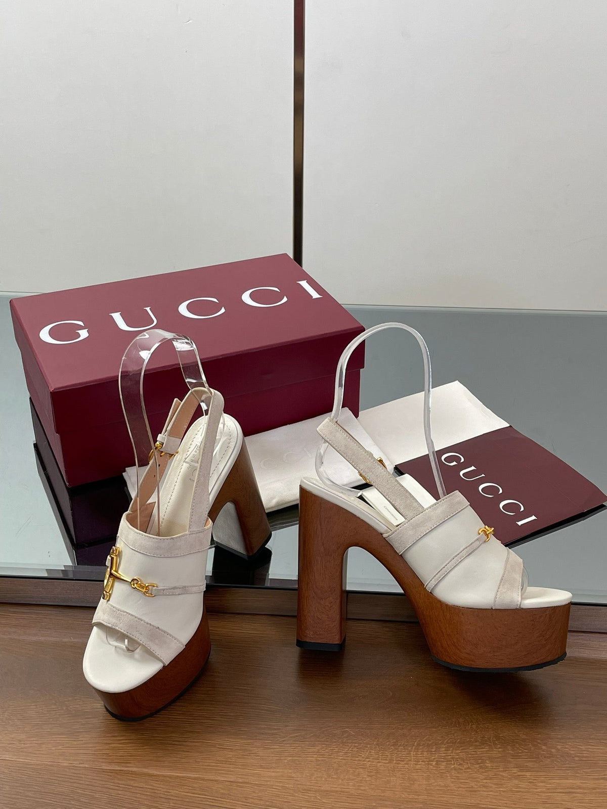HIGH HEEL SANDALS 13 CM IN CREAM WHITE CALFSKIN MIX SUEDE GOLD HARDWARE