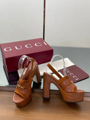 HIGH HEEL SANDALS 13 CM IN BROWN CALFSKIN MIX SUEDE GOLD HARDWARE