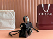DIONYSUS MEDIUM SHOULDER BAG 22 IN BLACK GG GLOSSY LAMBSKIN