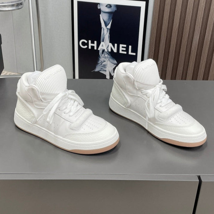HIGH-TOP SNEAKERS IN WHITE CALFSKIN