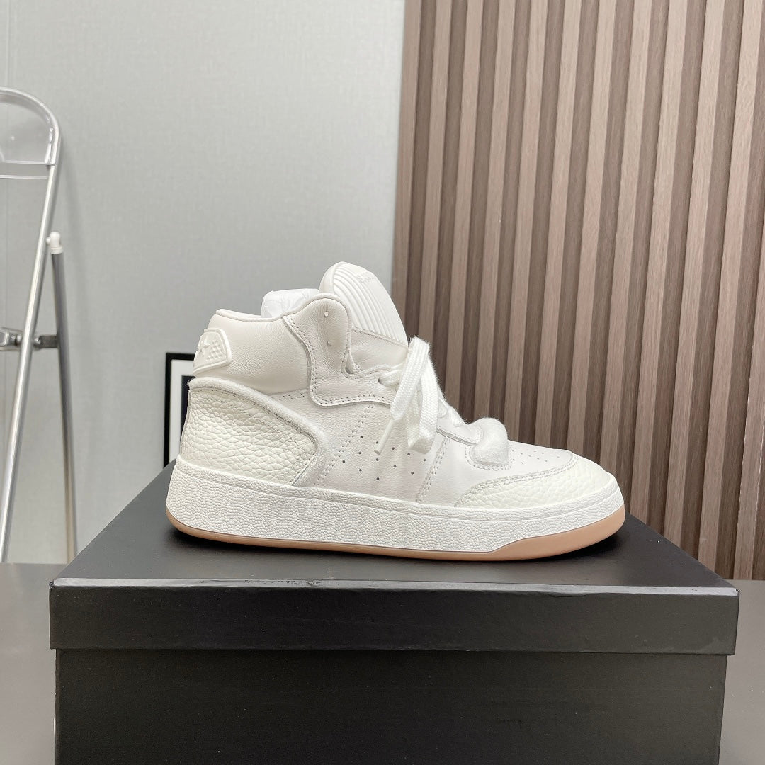 HIGH-TOP SNEAKERS IN WHITE CALFSKIN