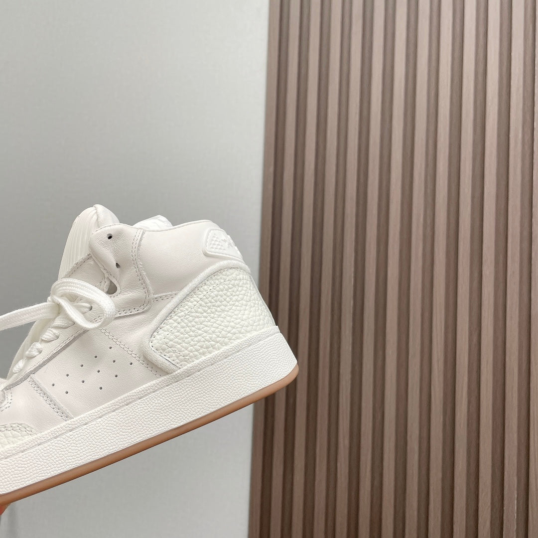 HIGH-TOP SNEAKERS IN WHITE CALFSKIN