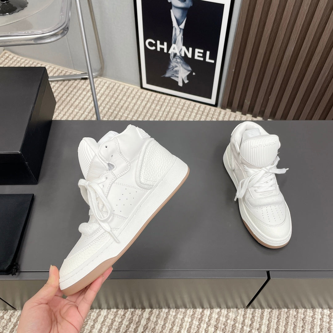 HIGH-TOP SNEAKERS IN WHITE CALFSKIN