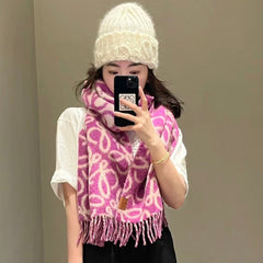 ANAGRAM 200 CM SCARF IN ORCHID PURPLE MIX BEIGE ALPACA AND WOOL 411849