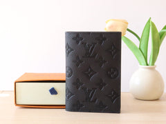 LV 25S PASSPORT HOLDER 14 IN BLACK EMBOSSED MONOGRAM SHADOW CALFSKIN