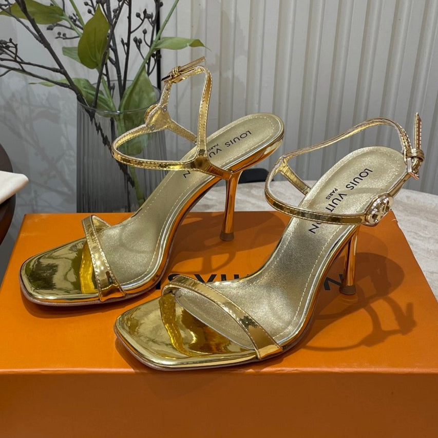 6AM HIGH SANDAL 95 MM IN GOLD LAMBSKIN