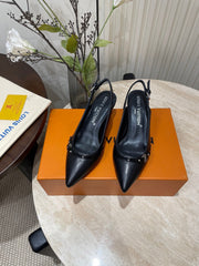 HIGH SLINGBACKS 5 CM IN BLACK CALFSKIN