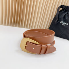 LARGE WESTERN 35 MM BELT BRONZE BROWN CALFSKIN GOLD HARDWARE