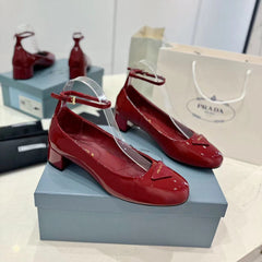 Pra Pumps 40 Square Sole Wine Patent Leather