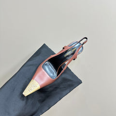SL JEANNE SLINGBACK PUMPS BRICK CALFSKIN