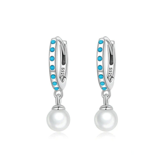 Turquoise Pendent Earrings Shell Bead Drop Earrings